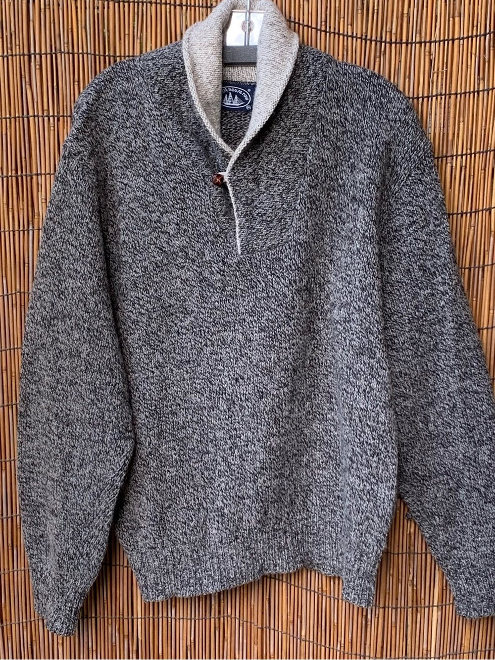 Vintage Boat House Row Shawl Collar Pullover Wool Sweater - Gray Men’s XL